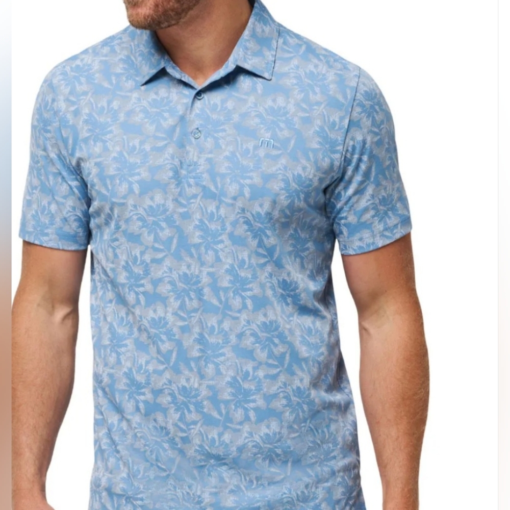 Travis Mathew Men's Blue Tropical Polo Shirt - Picture 2 of 11